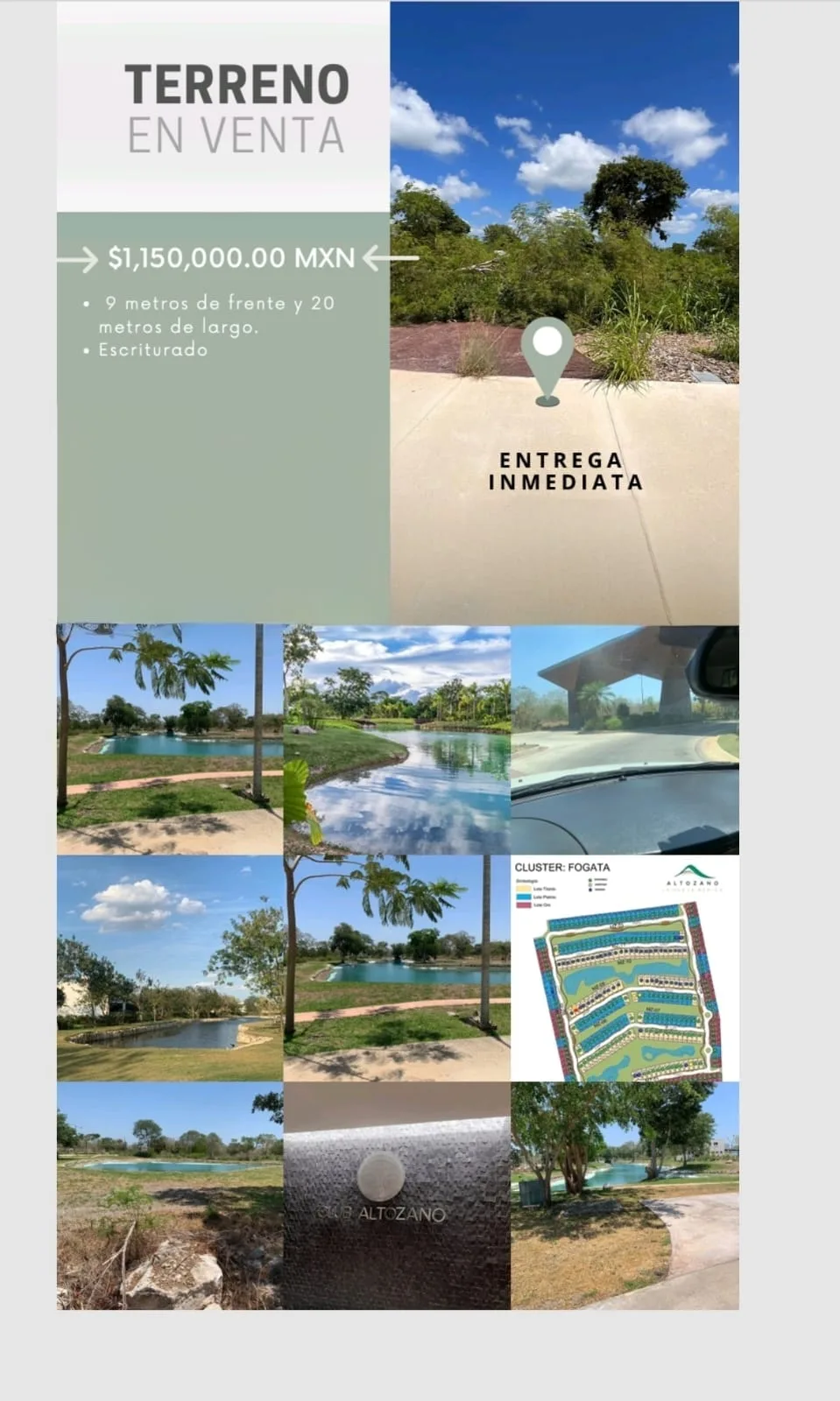 EXCELENTE TERRENO EN VENTA PRIVADA ALTOZANO MERIDA CARRETERA A PROGRESO (QVT-1284)