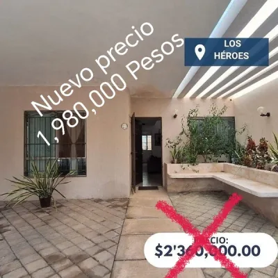 CASA EN VENTA 2 RECAMARAS SOLA PLANTA LOS HEROES MERIDA NORTE (GVC-2828)