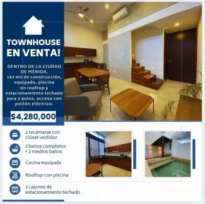HERMOSO TOWN HOUSE SEMI AMUEBLADO EN VENTA, MERIDA BENITO JUAREZ NORTE (IVC-2475)