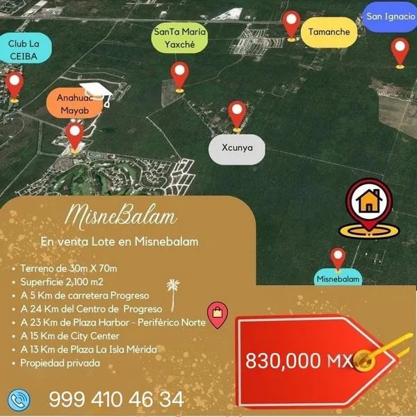 EXCELENTE TERRENO EN VENTA PRIVADA MISNEBALAM CARRETERA A PROGRESO (NVT-1296)