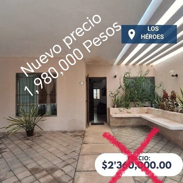 CASA EN VENTA 2 RECAMARAS SOLA PLANTA LOS HEROES MERIDA NORTE (GVC-2828)